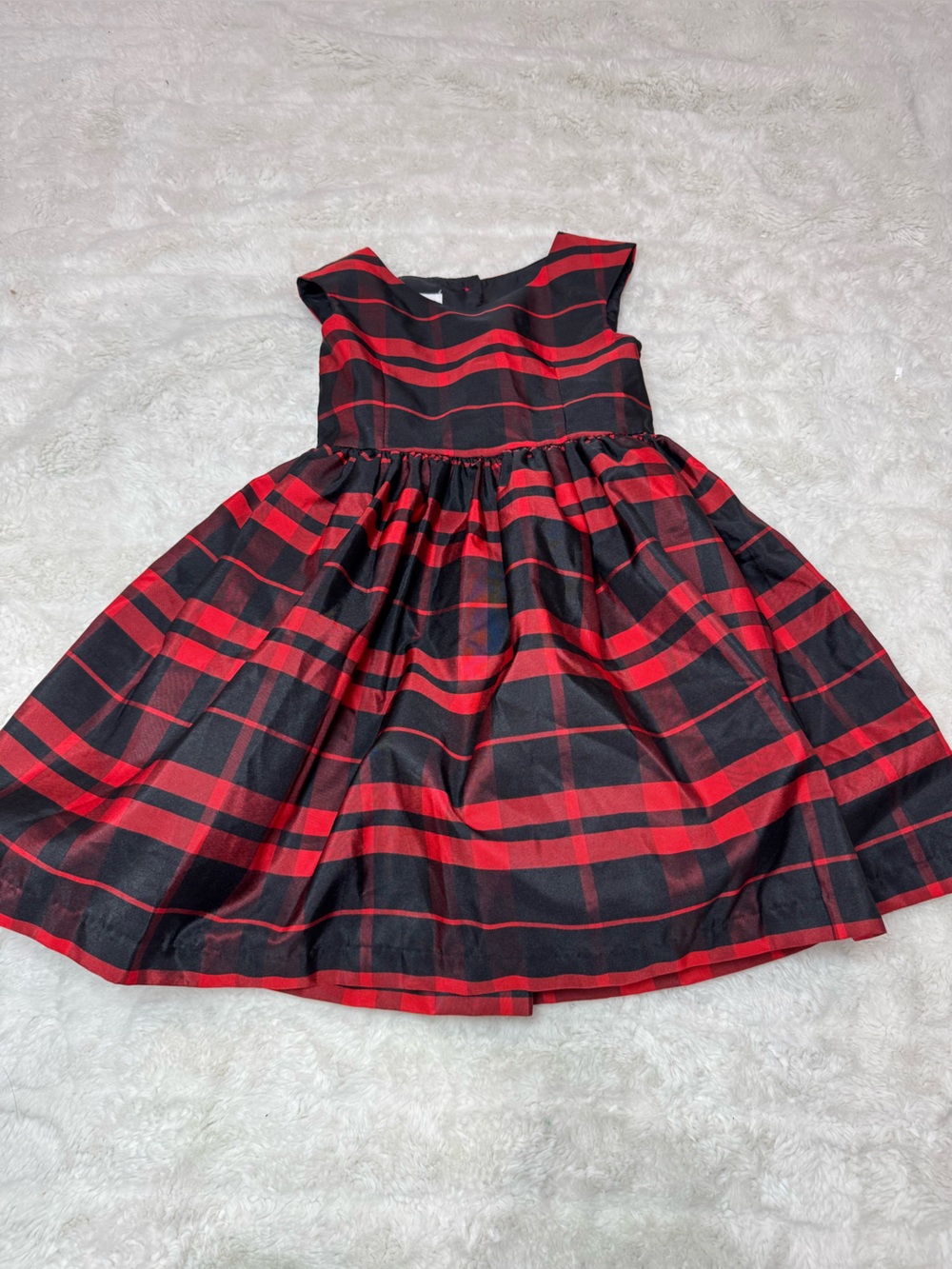 Girls Red and Black Plaid Holiday Dress